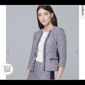 White House Black Market Navy and White Tweed Blazer